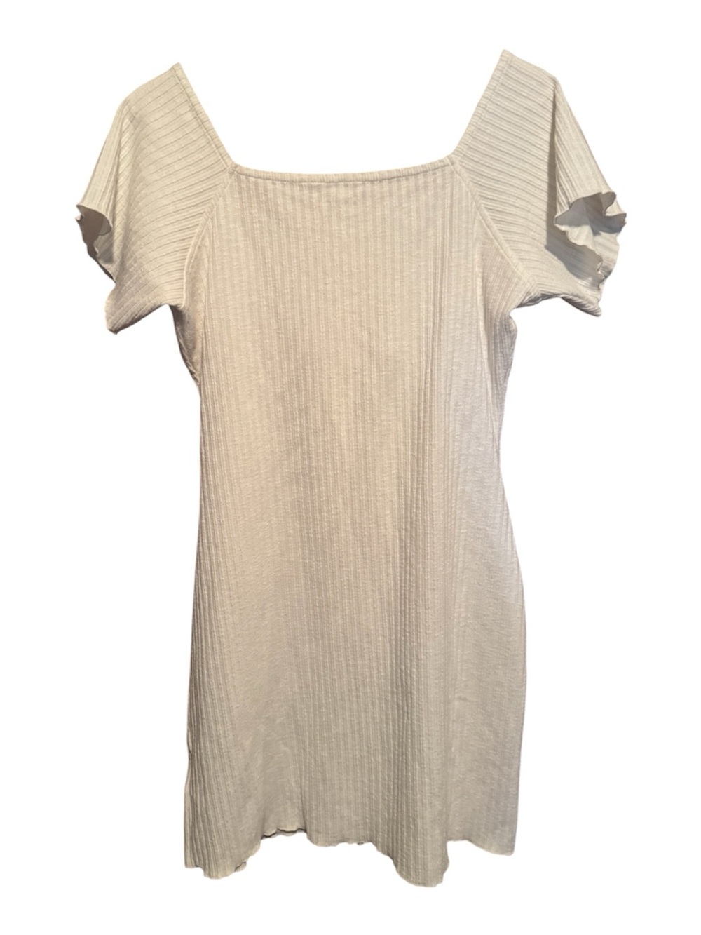 Roxy Sandy Hills Women's Size Large White Rib Knit Square Button Up Mini Dress - Picture 3 of 6